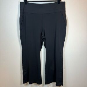 Athleta Venice Flare Pants Black High Rise Pull On Leg Slits Pockets  Women's 2X
